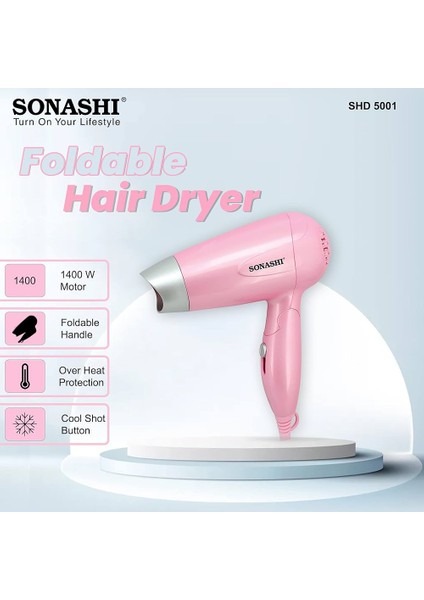 Sonashi Travel Saç Kurutma Makinesi 1200 Watt, Pembe SHD-5001 (Yurt Dışından)