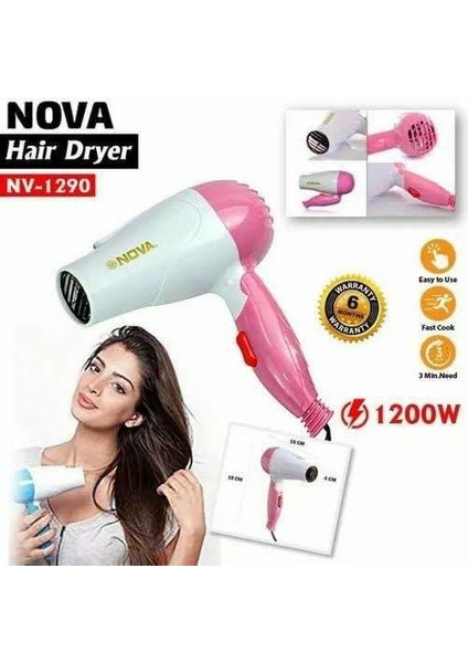 Nova 1000W Profesyonel Katlanabilir Mini Saç Kurutma Makinesi NV-1290 Orijinal (Yurt Dışından)