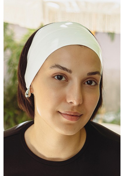 Beyaz Sporcu Bandana, Saç Bandanası, Geniş, Spor Saç Bandı Bandana Buff