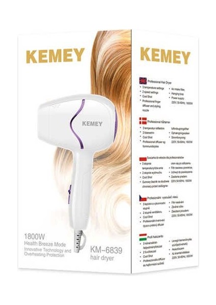 Kemey KM-6839 Saç Kurutma Makinesi (Yurt Dışından)