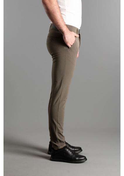 Erkek Haki Gofre Keten Pantolon modelleri