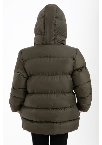 Kız Çocuk Haki Renkli Kapüşonlu Su ve Rüzgar Geçirmez Şişme Mont fırsatları