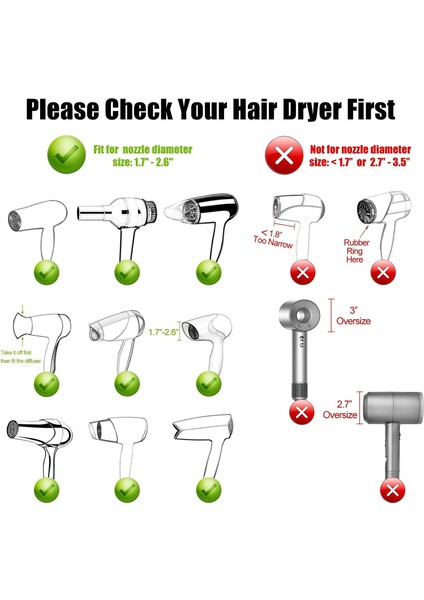 Hairizone Üniversal Saç Kurutma Makinesi Difüzörü D=1.7 Nozullu (Yurt Dışından)