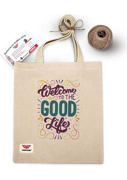 Ham Bez Çanta Tote Bag Güzel Hayat Retro Dokuma Saplı Kadın Omuz Çantası