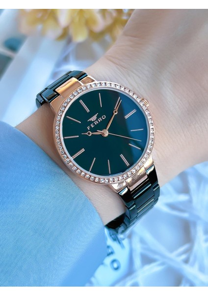 Çelik Kordonlu Siyah/rose Kararmaz Renk Atmaz 3 Atm Özel Tasarım Kadın Kol Saati BF21093AWT-R