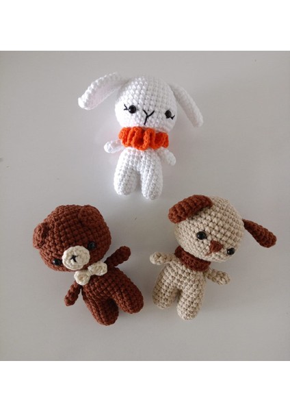 3'lü Amigurumi Oyuncaklar (Ayıcık+Köpek+ Tavşan)