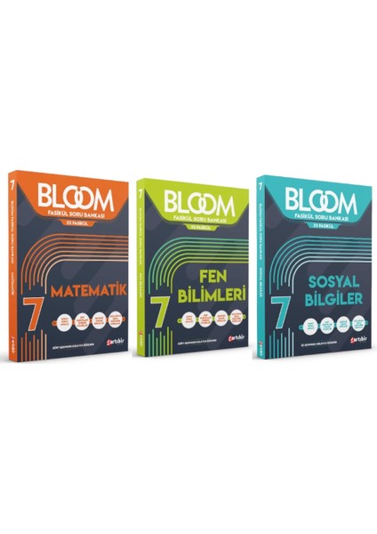 7. Sınıf Bloom Matematik + Fen Bilimleri + Sosyal Bilgiler Fasikül Soru Bankası (3 Kitap)