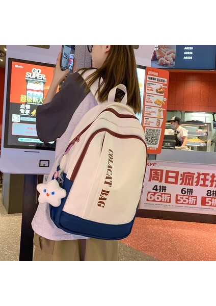 Lise Öğrencileri ve Üniversite Öğrencileri Için Kontrast Renkli Sırt Çantası Büyük Kapasiteli Basit Öğrenci Sırt Çantası (Yurt Dışından) fiyatları