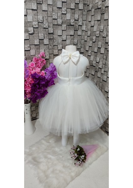 Beyaz Sırt Detaylı Abiye & Doğum Günü Parti Elbisesi Mezuniyet Elbisesi modelleri