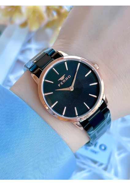 Çelik Kordonlu Siyah/rose Kararmaz Renk Atmaz 3 Atm Özel Tasarım Kadın Kol Saati BF1928AWT