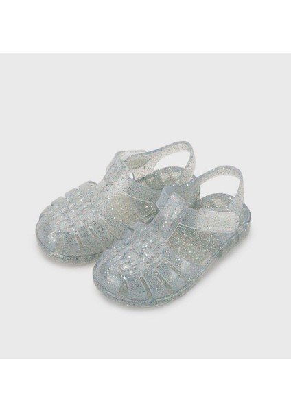 S10329-386 Clasıca Glitter Simli Gri Kız Çocuk Sandalet modelleri