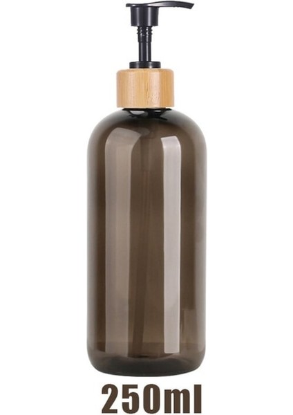 250ML Şişe-Siyah-Büyük Kapasiteli Şampuan Kremi Vücut Yıkama Dispenseri Bambu Pompa Ile Boş Dolum Sabun Şişesi Banyo Duş Dispenseri (Yurt Dışından)