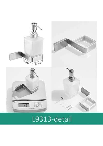 L9813-BANYO Sıvı Sabunluk Duvara Monte 304 Paslanmaz Çelik Fırça Bickel Bitmiş Şampuan Sabunluk ML9313 (Yurt Dışından)