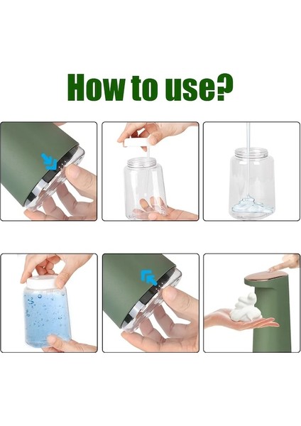 Beyaz USB Şarj Edilebilir Banyo Mutfak Köpük Sıvı Sabunluk Köpük Fotoselli 450 ml Otomatik El Ücretsiz Taşınabilir (Yurt Dışından) modelleri