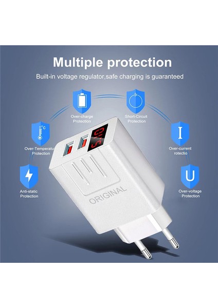 45W Qc 3.0 USB Şarj Cihazı LED Dijital Ekran Hızlı Şarj Telefon Şarj Adaptörü Güneş Işığı Süper Mağaza (Yurt Dışından) fırsatları