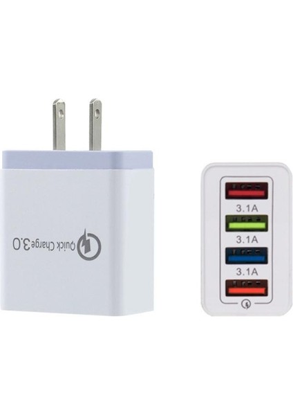 Adet 4 USB Arayüzü Amerikan Fiş Şarj Cihazı Hızlı Şarj 3.0 Cep Telefonu Adaptörü Taşınabilir Duvar Mobil Şarj Cihazı Seyahat Şarj Cihazı (Yurt Dışından)