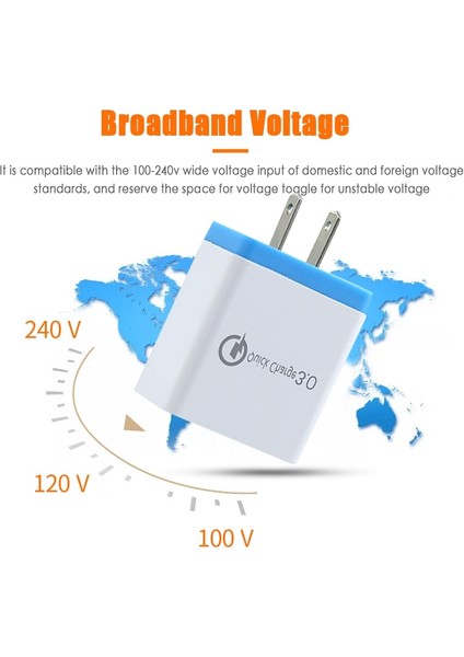 Adet 4 USB Arayüzü Amerikan Fiş Şarj Cihazı Hızlı Şarj 3.0 Cep Telefonu Adaptörü Taşınabilir Duvar Mobil Şarj Cihazı Seyahat Şarj Cihazı (Yurt Dışından)