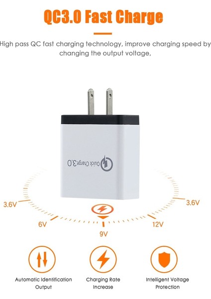 Adet 4 USB Arayüzü Amerikan Fiş Şarj Cihazı Hızlı Şarj 3.0 Cep Telefonu Adaptörü Taşınabilir Duvar Mobil Şarj Cihazı Seyahat Şarj Cihazı (Yurt Dışından)