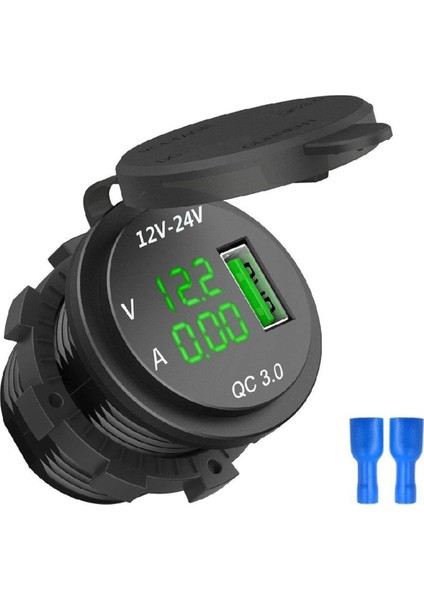 Qc 3.0 USB Araç Şarj Soketi Adaptörü Voltmetre Ampermetre Cep Telefonu Için (Yurt Dışından)