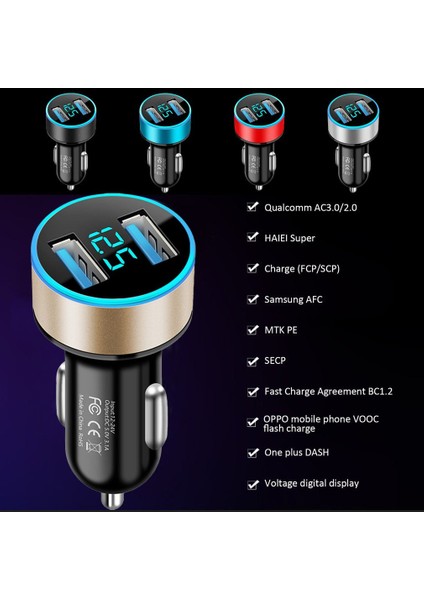 LED Ekranlı Çift USB Araç Şarj Cihazı Taşınabilir Araç (Yurt Dışından) modelleri