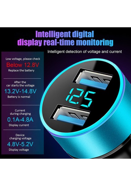 LED Ekranlı Çift USB Araç Şarj Cihazı Taşınabilir Araç (Yurt Dışından) indirimleri