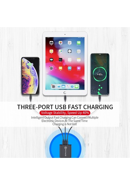 USB Duvar Şarj Cihazı Hızlı Şarj 3.0 Güç Adaptörü Qc 3.0 Üç Portlu USB Şarj Cihazı iphone 12 11 Pro Max Cep Telefonu USB Adaptörü (Yurt Dışından)