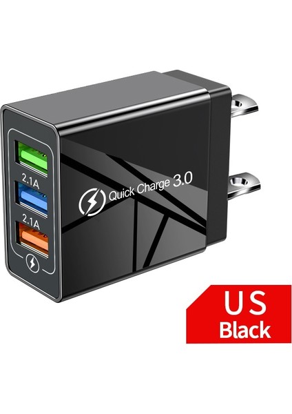 USB Duvar Şarj Cihazı Hızlı Şarj 3.0 Güç Adaptörü Qc 3.0 Üç Portlu USB Şarj Cihazı iphone 12 11 Pro Max Cep Telefonu USB Adaptörü (Yurt Dışından)