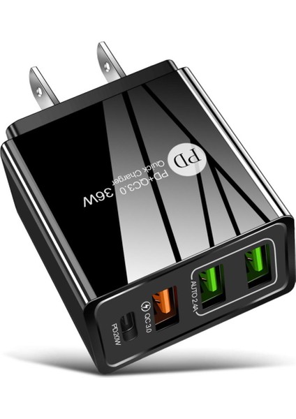 PD20W+QC3.0 2.4A Çift USB Hızlı Şarj Cep Telefonu Şarj Cihazı Yüksek Aşınma Direncine Sahip Pd Şarj Kafasına Sahip Çok Portlu USB (Yurt Dışından)