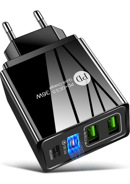 PD20W+QC3.0 2.4A Çift USB Hızlı Şarj Cep Telefonu Şarj Cihazı Yüksek Aşınma Direncine Sahip Pd Şarj Kafasına Sahip Çok Portlu USB (Yurt Dışından)