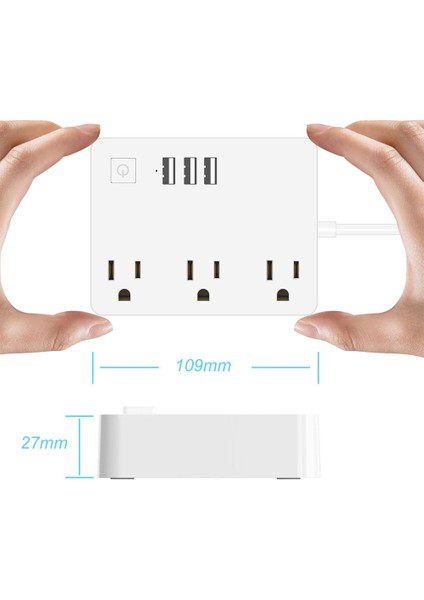 Abd Çıkışlı Güç Kablosu Adaptörü 3 USB Bağlantı Noktası, Beyaz, Abd Tak (Yurt Dışından)