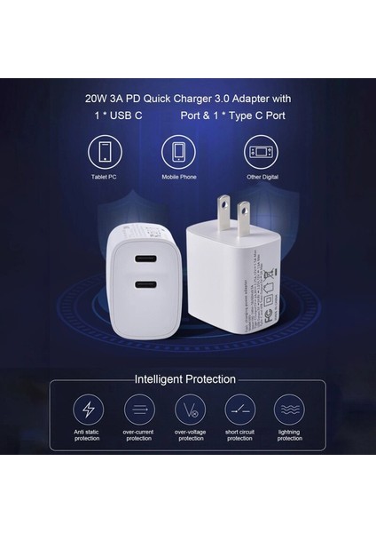 Pd 40W Hızlı Şarj USB C Şarj Cihazı iPhone 13 Pro Max Çift Usb-C Pd Hızlı Şarj Qc 3.0 Tip-C Usbc Duvar Telefonu Hızlı Şarj Cihazı (Yurt Dışından) indirimleri