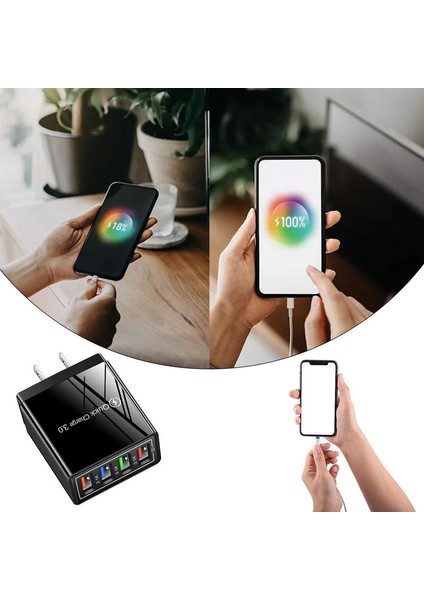 100W USB Şarj Kafası 4 Bağlantı Noktalı Şarj Adaptörü USB Duvar Şarj Cihazı Tüm USB Şarj Cihazları Için Çok Bağlantı Noktalı 3.0 Hızlı Şarj Bloğu (Yurt Dışından)