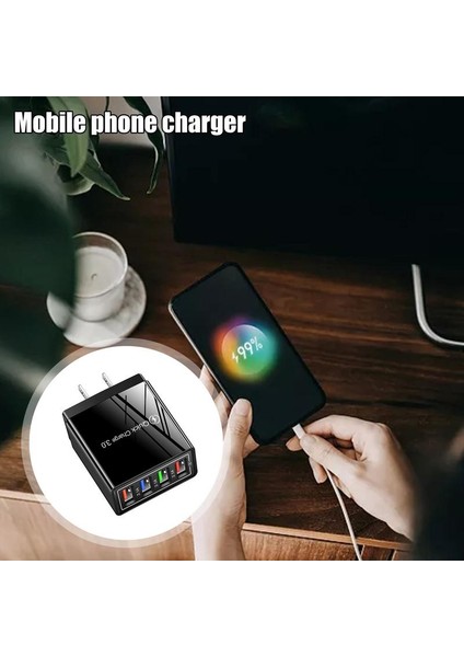 100W USB Şarj Kafası 4 Bağlantı Noktalı Şarj Adaptörü USB Duvar Şarj Cihazı Tüm USB Şarj Cihazları Için Çok Bağlantı Noktalı 3.0 Hızlı Şarj Bloğu (Yurt Dışından)