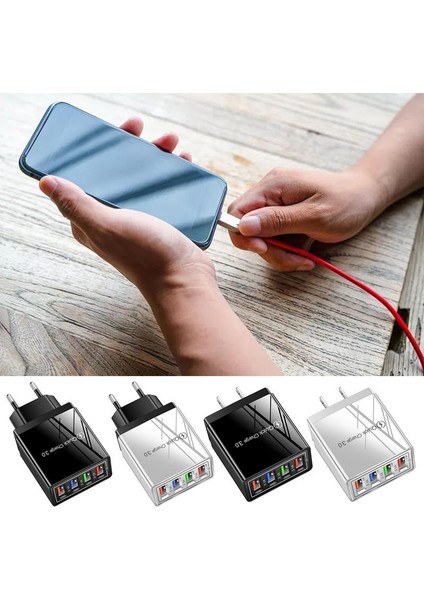 100W USB Şarj Kafası 4 Bağlantı Noktalı Şarj Adaptörü USB Duvar Şarj Cihazı Tüm USB Şarj Cihazları Için Çok Bağlantı Noktalı 3.0 Hızlı Şarj Bloğu (Yurt Dışından)