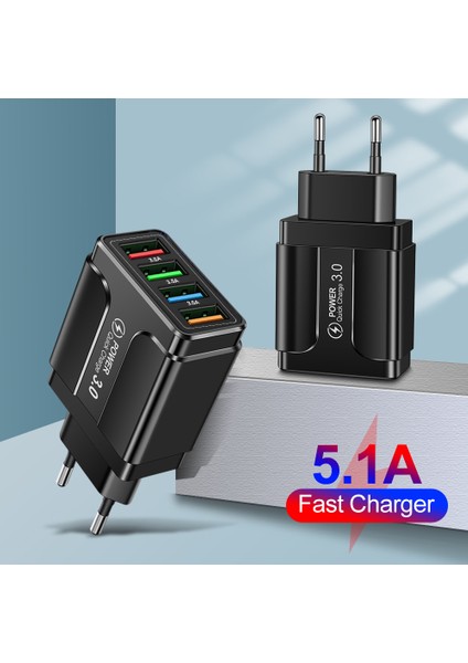 5.1A 4 USB Hızlı Şarj Cihazı Hızlı Şarj 4.0 3.0 Evrensel Duvar iPhone 12 11 Samsung Xiaomi Cep Telefonu Şarj Cihazları Hızlı Şarj (Yurt Dışından) fiyatları