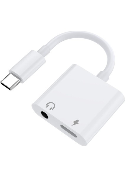 Ses Adaptörü Usb-C'den Usb-C'ye + 3,5 mm Ikisi Bir Arada Ses Adaptörü Tpe Kablosu (Yurt Dışından)