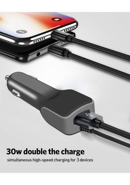 Tip-C Şarj Cihazı Araba Için Android Için Hızlı Hızlı Şarj Kablosu ile iphone Için USB Araç Telefonu Şarj Cihazı Samsung Xiaomi Redmi Not 7 (Yurt Dışından) fiyatları
