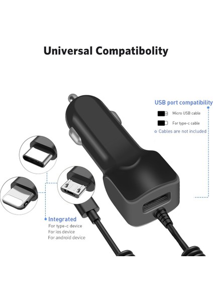 Tip-C Şarj Cihazı Araba Için Android Için Hızlı Hızlı Şarj Kablosu ile iphone Için USB Araç Telefonu Şarj Cihazı Samsung Xiaomi Redmi Not 7 (Yurt Dışından) modelleri