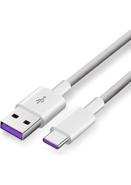 Huawei Süper Hızlı Şarj Için Type-C Veri Kablosu 5A Veri Kablosu Type-C Şarj Beyaz 1 M (Yurt Dışından)