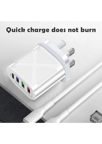 3.1A Çoklu Bağlantı Noktaları 3 USB + Pd Cep Telefonu Şarj Cihazı Ingiltere Tak Adaptörü Taşınabilir Şarj Cihazı Yanmaz USB Şarj Aleti Seyahat Için Dropshiping (Yurt Dışından) fırsatları