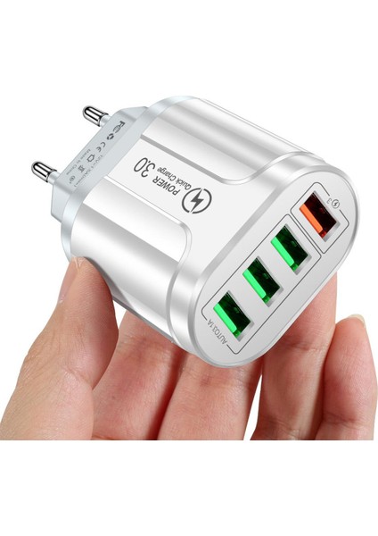 USB Şarj Aleti Hızlı Şarj Qc 3.0 Duvar Şarjı iPhone 12 11 Samsung Xiaomi Cep 4 Port Ab Tak Adaptörü (Yurt Dışından)