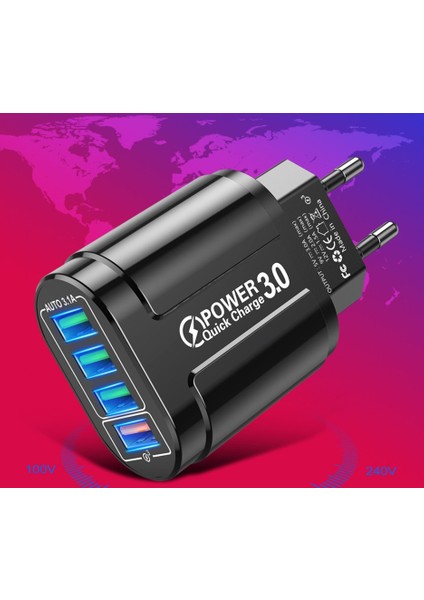 USB Şarj Aleti Hızlı Şarj Qc 3.0 Duvar Şarjı iPhone 12 11 Samsung Xiaomi Cep 4 Port Ab Tak Adaptörü (Yurt Dışından) indirimleri