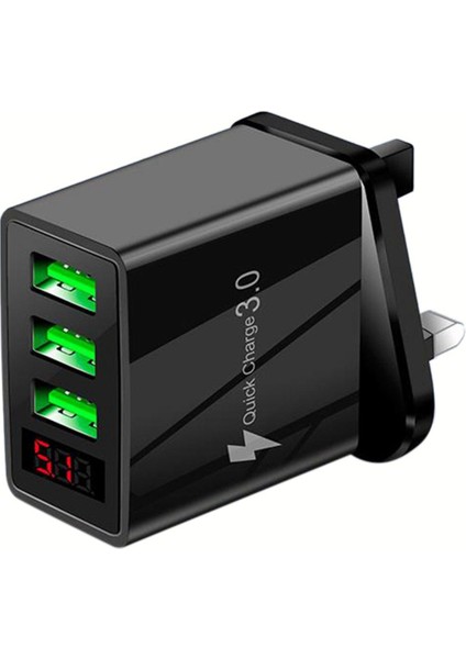 5V 3.1A Şarj Cihazı 3usb Dijital Ekran Hızlı Şarj Şarj Cihazı Akıllı Telefon Şarj Adaptörü iPhone Xiaomi Samsung Için (Ingiltere Tak) (Yurt Dışından)