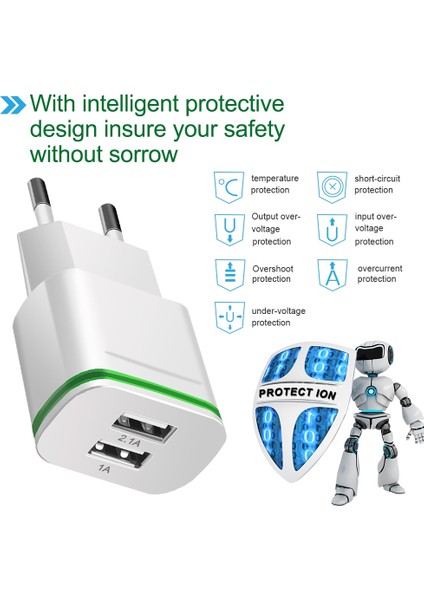 Ab Tak 2 Port LED Işık USB Şarj Aleti 5 V 2A Duvar Adaptörü Cep Telefonu Mikro Veri Şarj iPhone iPad Samsung 4.8 (Yurt Dışından) fırsatları