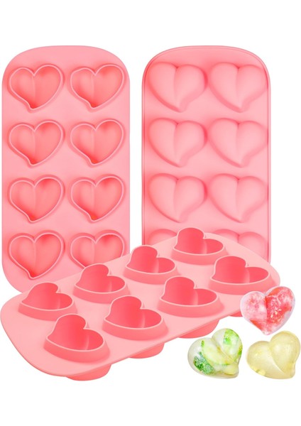 Buz Küpü Tepsileri Silikon 3 Set Yeniden Kullanılabilir Silikon Buz Küpü Kalıpları Viski Içecekler ve Kokteyller Için Kalp Şekilli Buz Makinesi (Yurt Dışından)