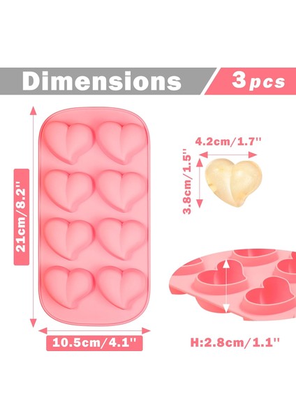 Buz Küpü Tepsileri Silikon 3 Set Yeniden Kullanılabilir Silikon Buz Küpü Kalıpları Viski Içecekler ve Kokteyller Için Kalp Şekilli Buz Makinesi (Yurt Dışından) fiyatları