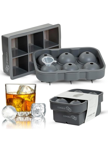 Büyük Buz Küpü Kalıpları ve Tepsileri, Viski ve Kokteyller Için Büyük Buz Küpü Topları, Yuvarlak ve Kare Silikon Buz Küpü Yapımcısı (Yurt Dışından)