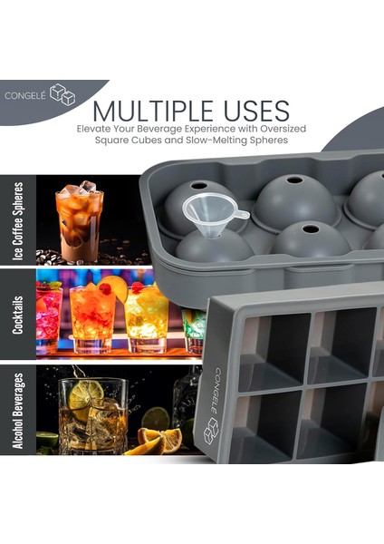 Büyük Buz Küpü Kalıpları ve Tepsileri, Viski ve Kokteyller Için Büyük Buz Küpü Topları, Yuvarlak ve Kare Silikon Buz Küpü Yapımcısı (Yurt Dışından) modelleri