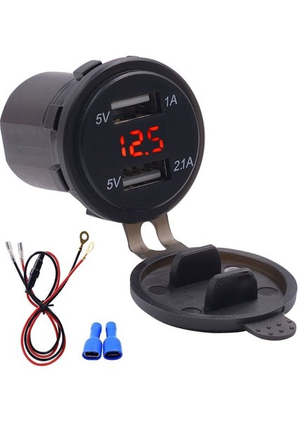 ✿ 12V 24V Su Geçirmez 2.1A Çift USB Bağlantı Noktalı Araç Şarj Cihazı LED Voltmetre ile Cep Telefonu Şarj Güç Çıkışı Adaptörü Araba Deniz Atv Tekne Motosiklet Kamyon Için (Yurt Dışından) fiyatları