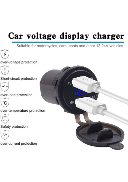 ✿ 12V 24V Su Geçirmez 2.1A Çift USB Bağlantı Noktalı Araç Şarj Cihazı LED Voltmetre ile Cep Telefonu Şarj Güç Çıkışı Adaptörü Araba Deniz Atv Tekne Motosiklet Kamyon Için (Yurt Dışından) indirimleri